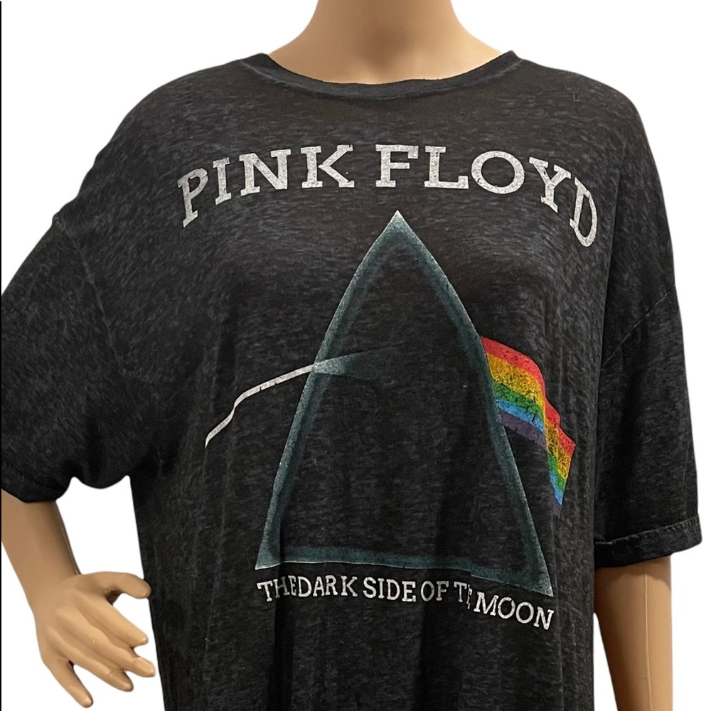 PINK FLOYD Dark Side Of The Moon Black Burnout Faded Album Cover Tee L